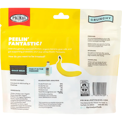 Primal Freeze Dried Raw Dog Treats Peelin’ Fantastic Chicken, Banana & Goat Milk - 2oz - The Pet Source
