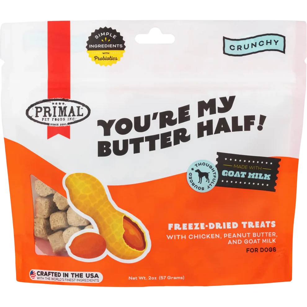 Primal Freeze Dried Raw Dog Treats You're My Butter Half Chicken, Peanut Butter & Goat Milk - 2oz - The Pet Source