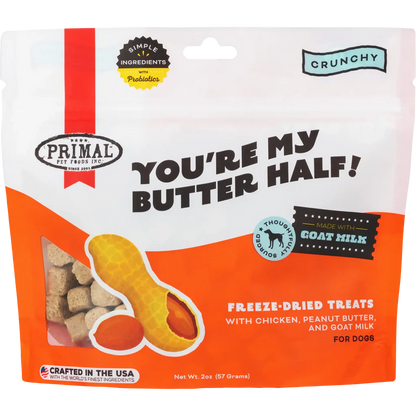 Primal Freeze Dried Raw Dog Treats You're My Butter Half Chicken, Peanut Butter & Goat Milk - 2oz - The Pet Source