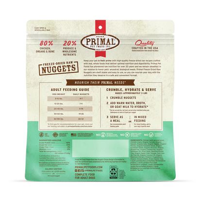 Primal Freeze Dried Raw Nuggets Dog Food Chicken Recipe - 5.5oz - The Pet Source