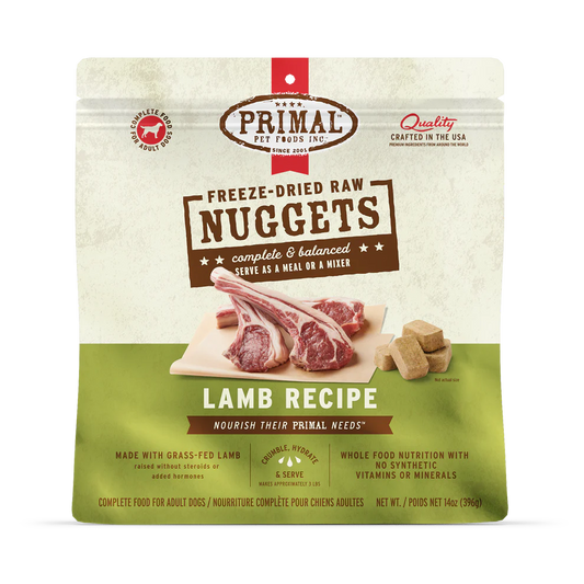 Primal Freeze Dried Raw Nuggets Dog Food Lamb Recipe - 14oz - The Pet Source