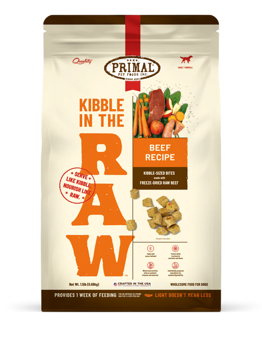 Primal Kibble in the Raw Dog Food Beef Recipe - 1.5lb - The Pet Source