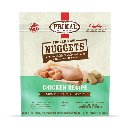 Primal Nuggets Chicken Recipe Raw Frozen Dog Food - 3lb - The Pet Source
