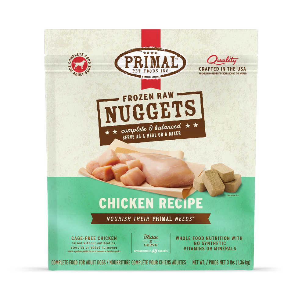 Primal Nuggets Chicken Recipe Raw Frozen Dog Food - 3lb