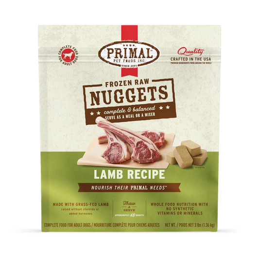 Primal Nuggets Lamb Recipe Raw Frozen Dog Food - 3lb - The Pet Source