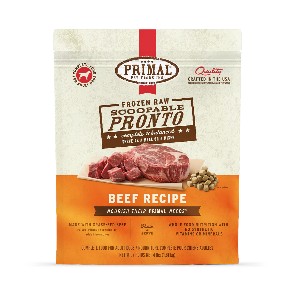 Primal Scoopable Pronto Beef Recipe Raw Frozen Dog Food - 0.75lb