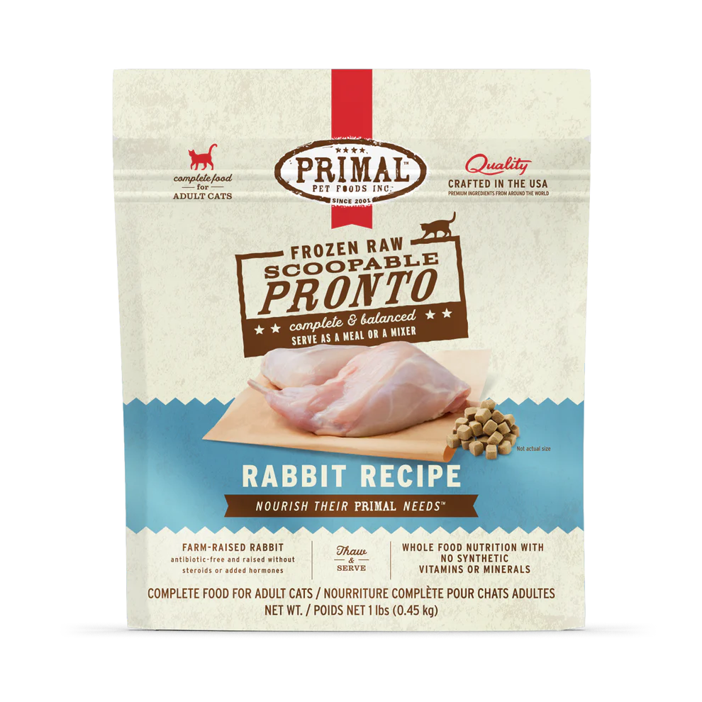 Primal Scoopable Pronto Rabbit Recipe Raw Frozen Cat Food - 1lb