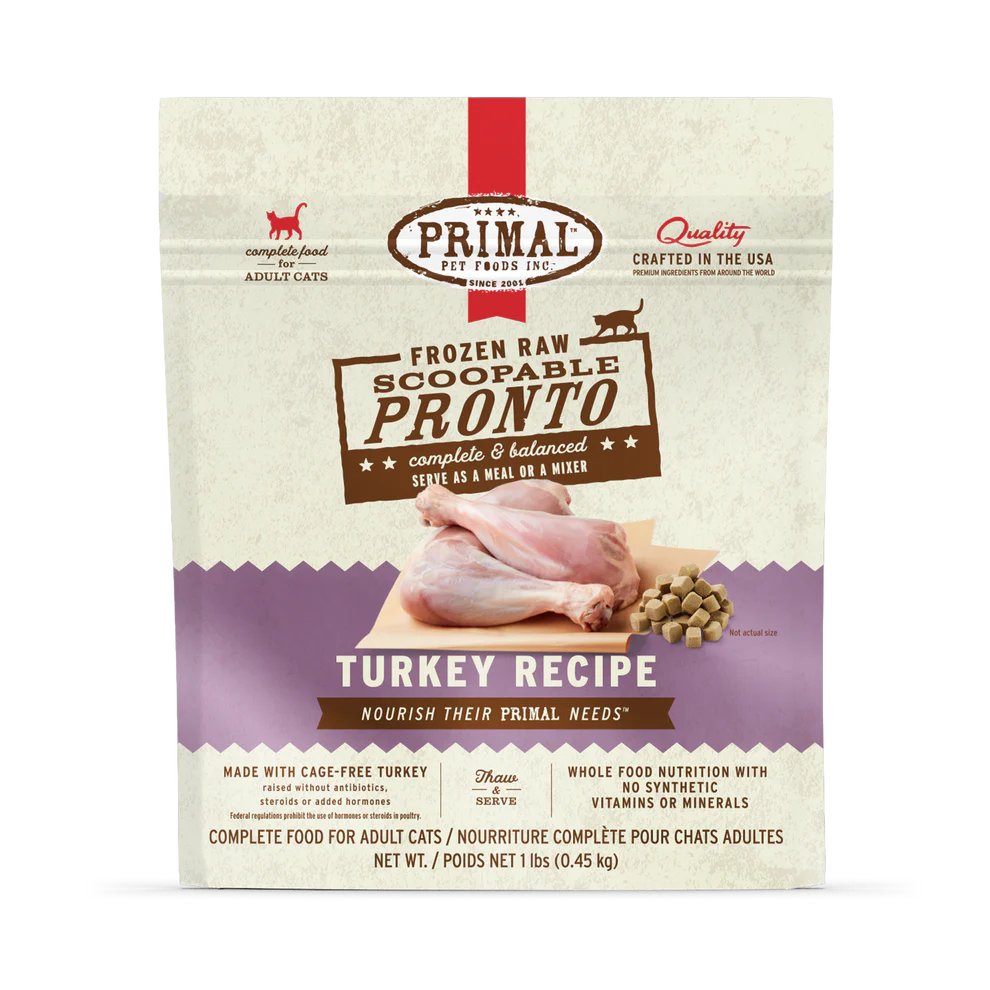 Primal Scoopable Pronto Turkey Recipe Raw Frozen Cat Food - 1lb