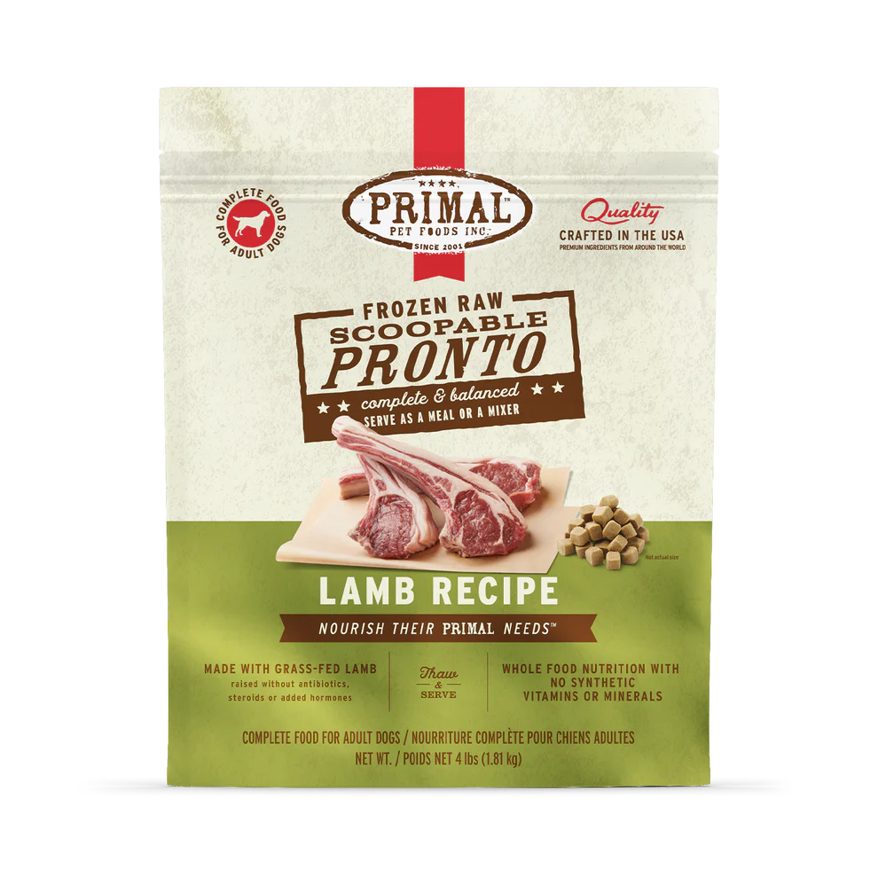 Primal Scoopable Pronto Lamb Recipe Raw Frozen Dog Food - 4lb - The Pet Source