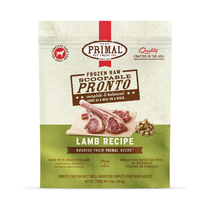 Primal Scoopable Pronto Lamb Recipe Raw Frozen Dog Food - 4lb - The Pet Source