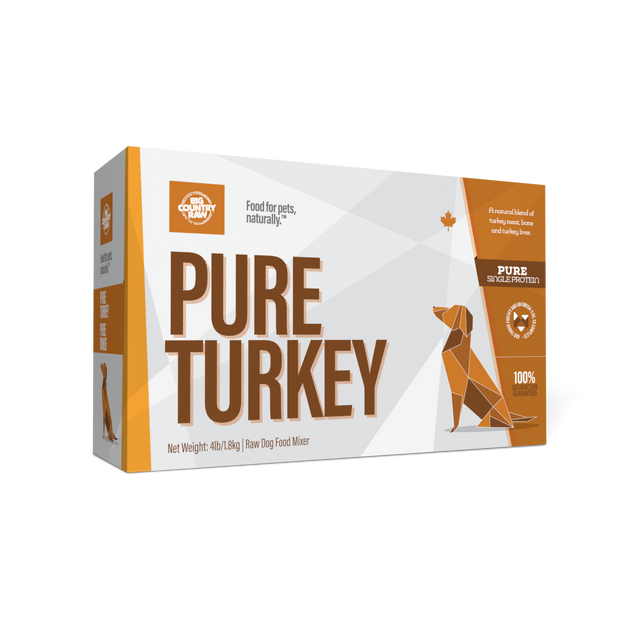Big Country Raw Pure Turkey Carton Raw Frozen Dog Food - 4lb