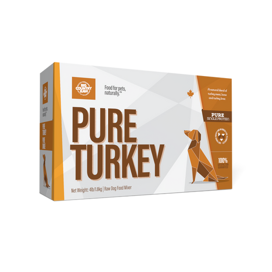 Big Country Raw Pure Turkey Carton Raw Frozen Dog Food - 4lb