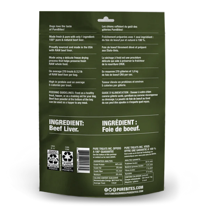 PureBites Beef Freeze Dried Dog Treats - 120g - The Pet Source