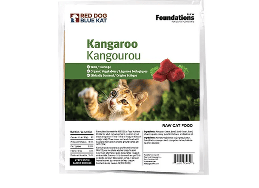 Red Dog Blue Kat Kangaroo Recipe Frozen Raw Cat Food - 4 x 1/4 lb Tray - The Pet Source