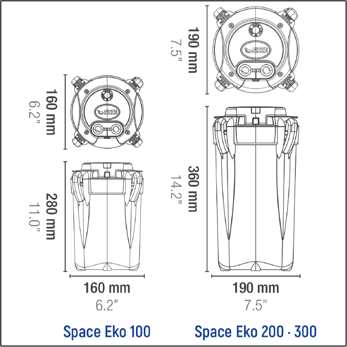 Sicce Space EKO 100 Canister Filter - 145gph - The Pet Source