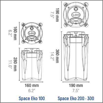 Sicce Space EKO 100 Canister Filter - 145gph - The Pet Source