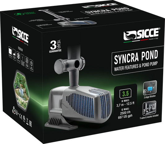 Sicce SyncraPond 3.5 Pump with Fountain & Filter - 687gph - The Pet Source