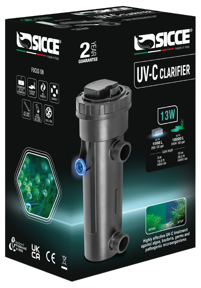 Sicce UV-C Clarifier UV Sterilizer Indoor Use - 13W - The Pet Source