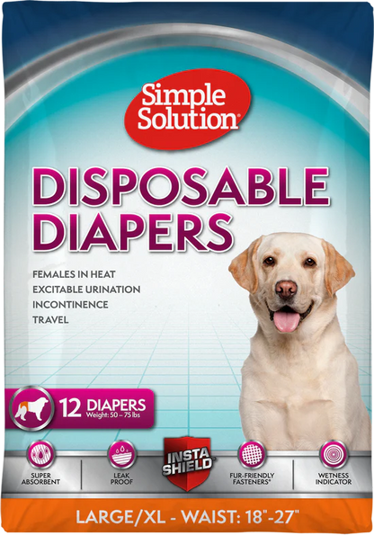 Simple Solution Disposable Female Dog Diapers Large / X-Large - 12 pack - The Pet Source