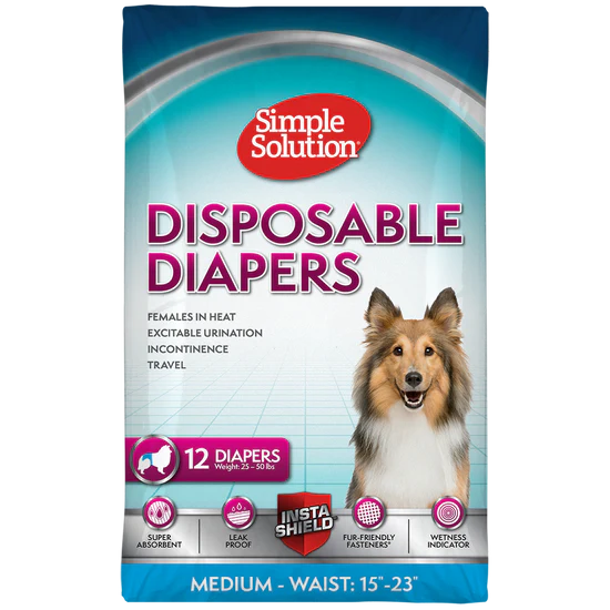 Simple Solution Disposable Female Dog Diapers Medium - 12 pack - The Pet Source