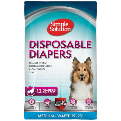 Simple Solution Disposable Female Dog Diapers Medium - 12 pack - The Pet Source