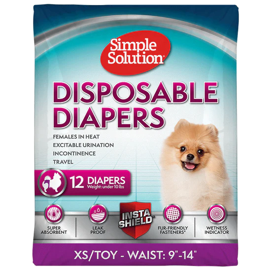 Simple Solution Disposable Female Dog Diapers XS / Toy - 12 pack - The Pet Source