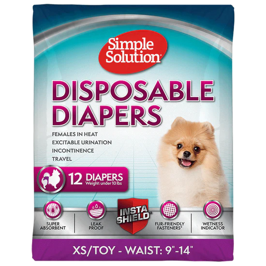 Simple Solution Disposable Female Dog Diapers XS / Toy - 12 pack - The Pet Source