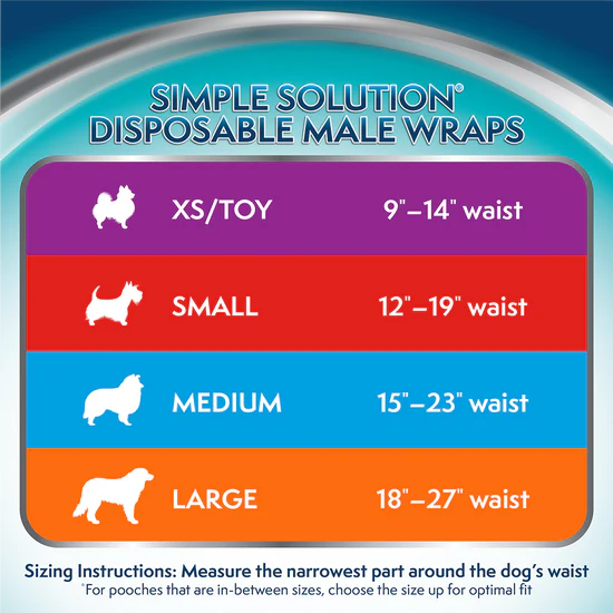 Simple Solution Disposable Male Dog Wraps Medium - 12 pack - The Pet Source