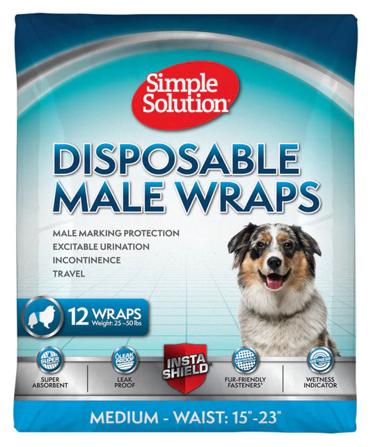 Simple Solution Disposable Male Dog Wraps Medium - 12 pack - The Pet Source