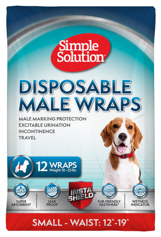 Simple Solution Disposable Male Dog Wraps Small - 12 pack - The Pet Source