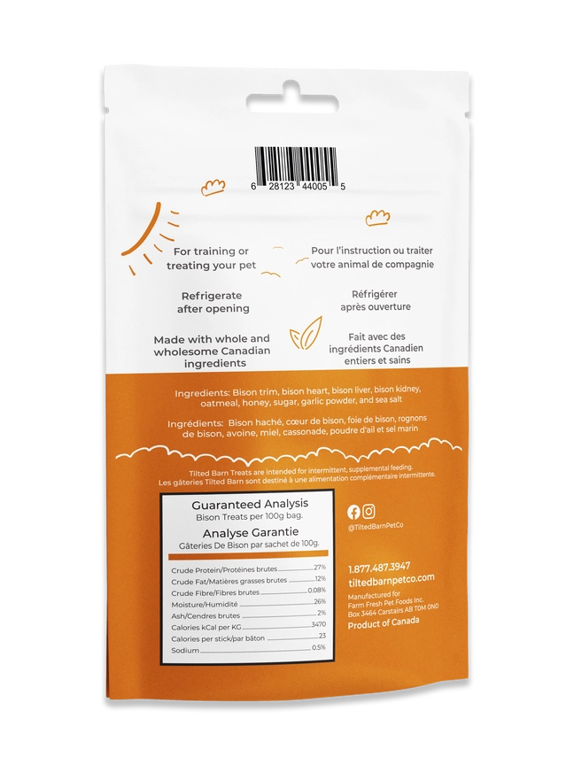 Tilted Barn Bison Treats For Dogs - 100g - The Pet Source