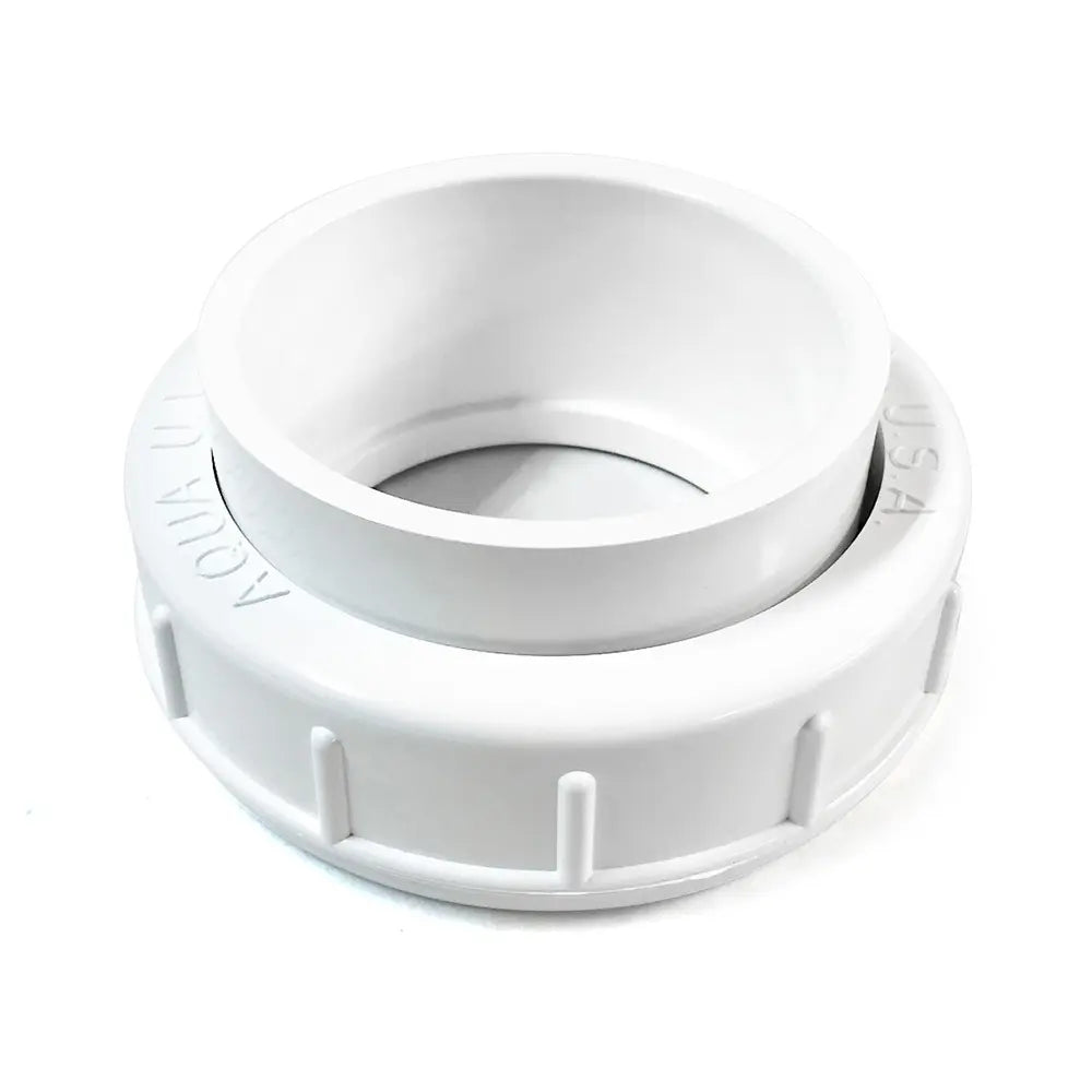 Aqua Ultraviolet Union Half, 2” Without Thread, with O-Ring and Union Ring, White - The Pet Source