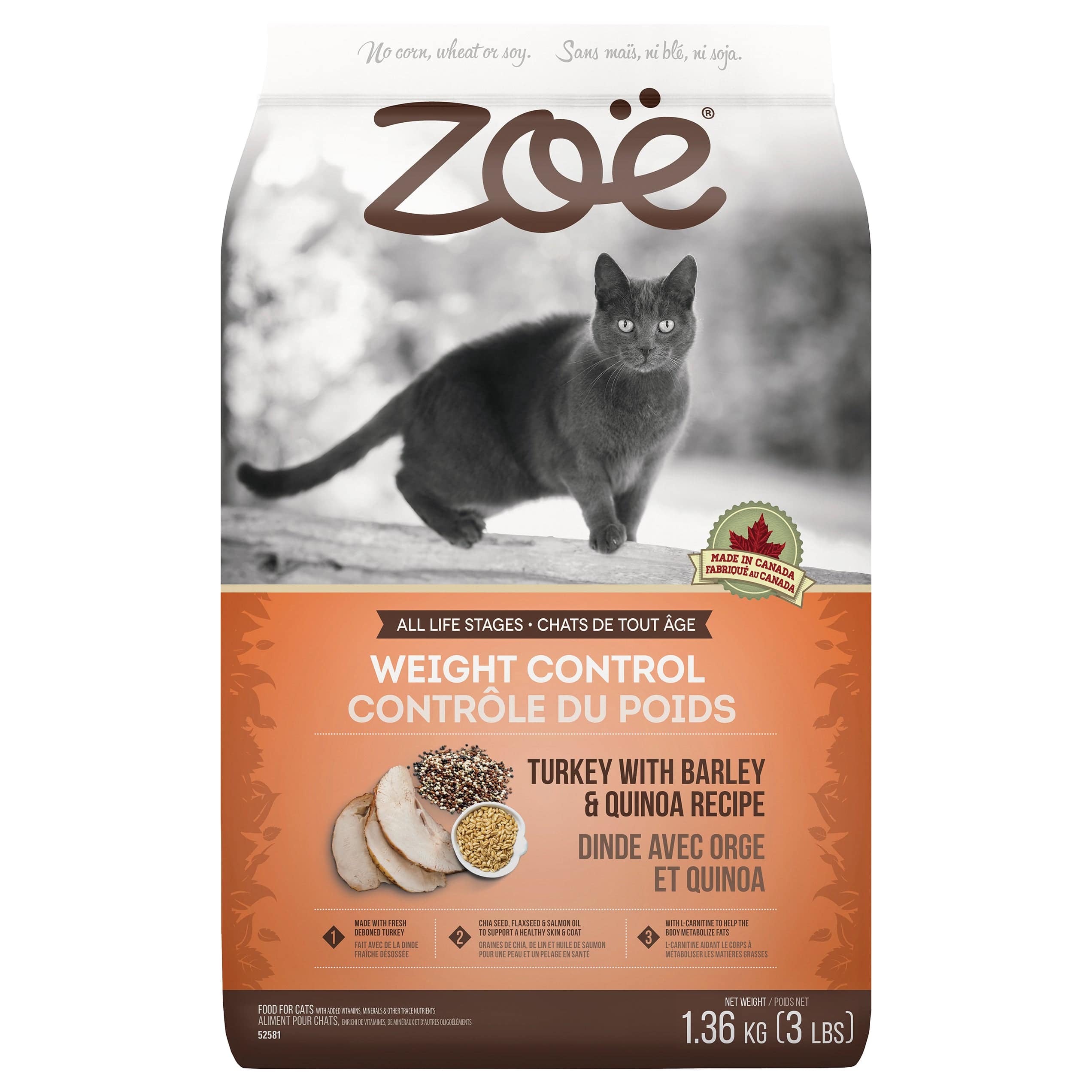 Zoë Cat Weight Control – Turkey with Barley & Quinoa - 1.3 kg (3 lbs) - The Pet Source