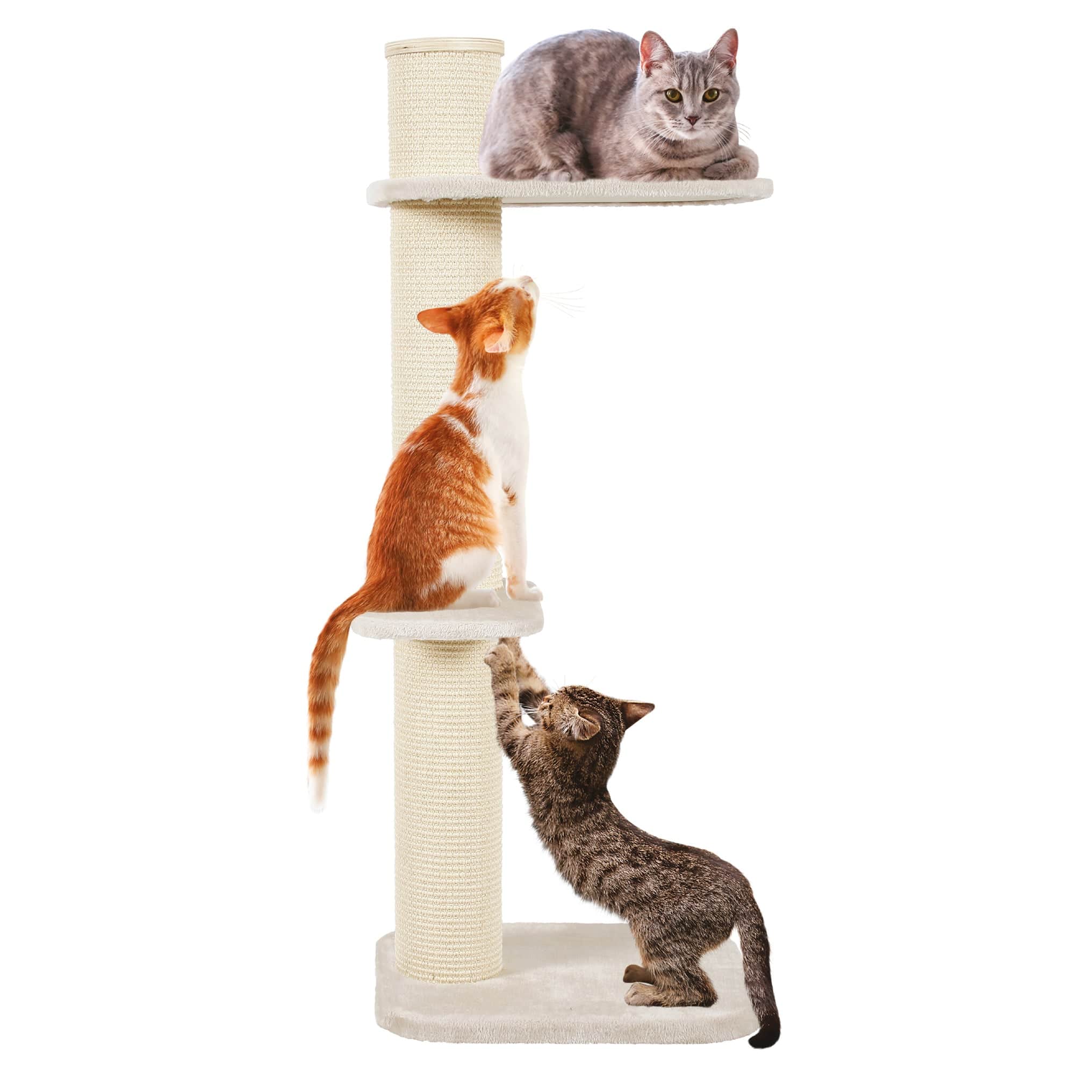 Zolux City Cat 3 Scratching Post with 2 Platforms - Beige - 59 x 61 x 148 cm - The Pet Source