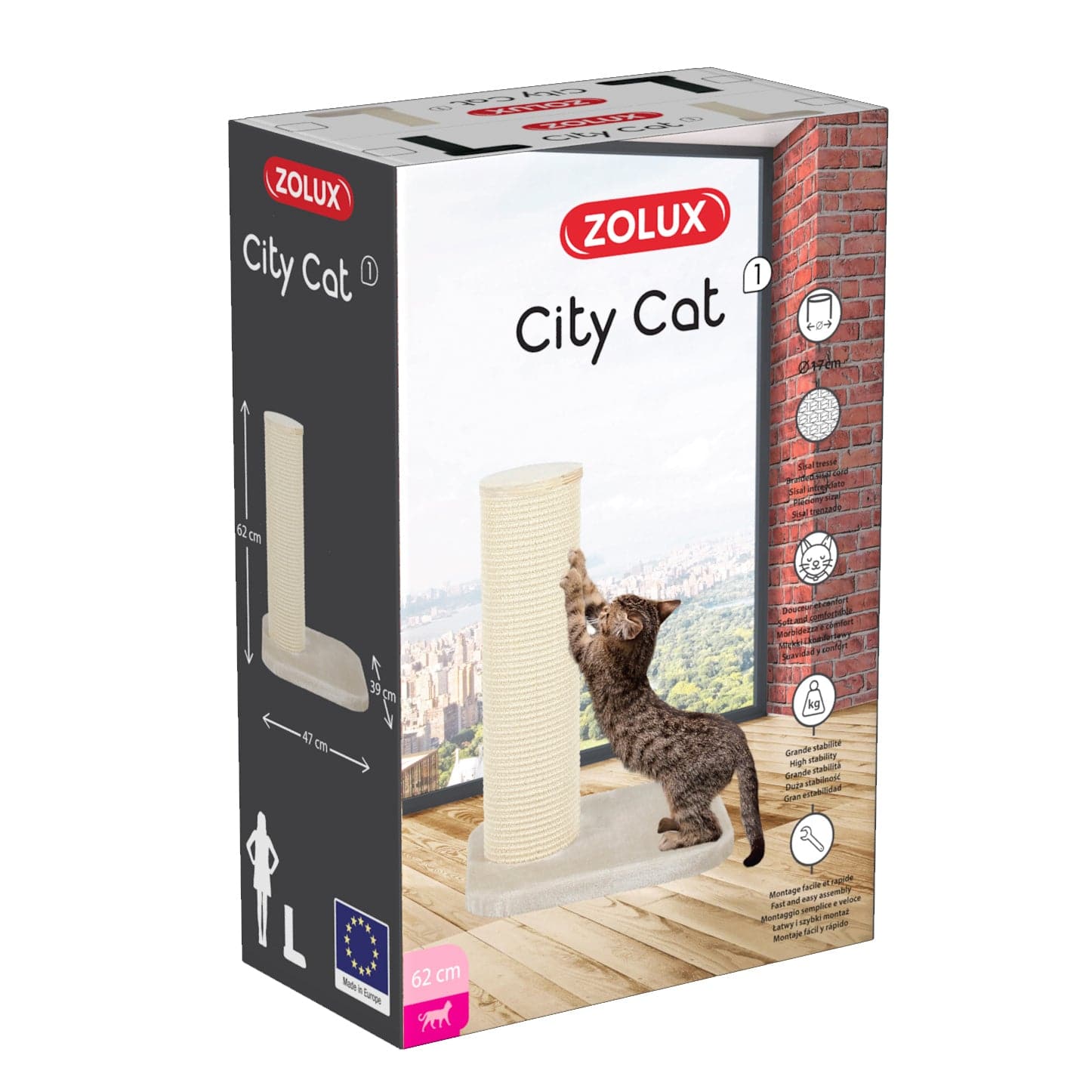 Zolux City Cat 1 Scratching Post - Beige - 47 x 39 x 62 cm - The Pet Source