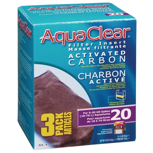 AquaClear 20 Activated Carbon Filter Insert - 3 pack - The Pet Source