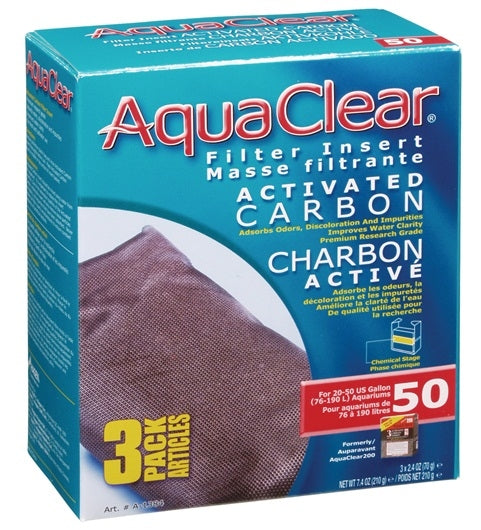 AquaClear 50 Activated Carbon Filter Insert - 3 pack - The Pet Source