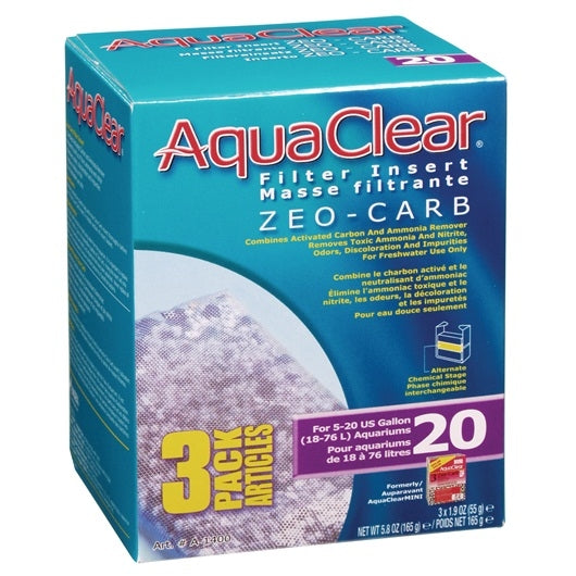AquaClear 20 Zeo-Carb Filter Insert - 3 pack - The Pet Source