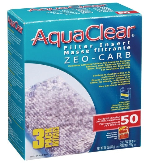 AquaClear 50 Zeo-Carb Filter Insert - 3 pack - The Pet Source