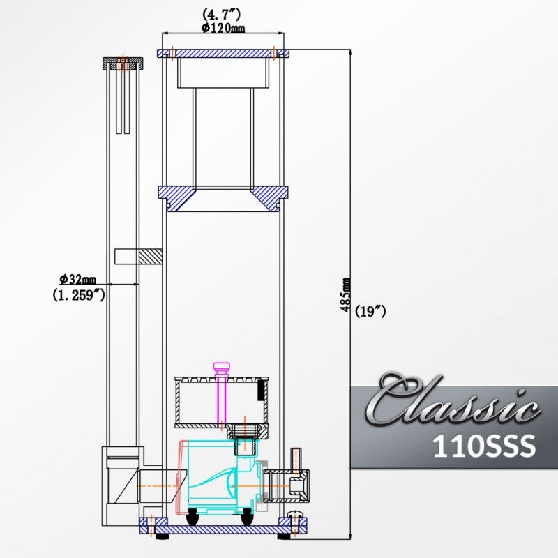 Reef Octopus Classic 110SS Space Saver Skimmer - The Pet Source