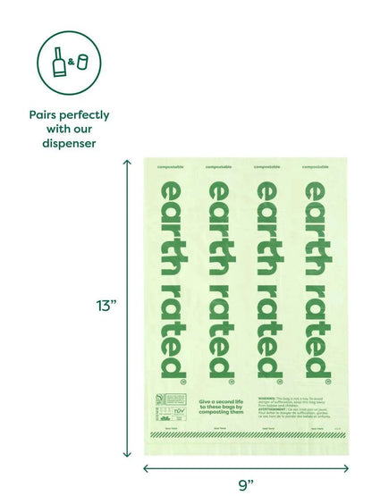 earth rated Certified Compostable Poop Bags - 120 Bags - The Pet Source