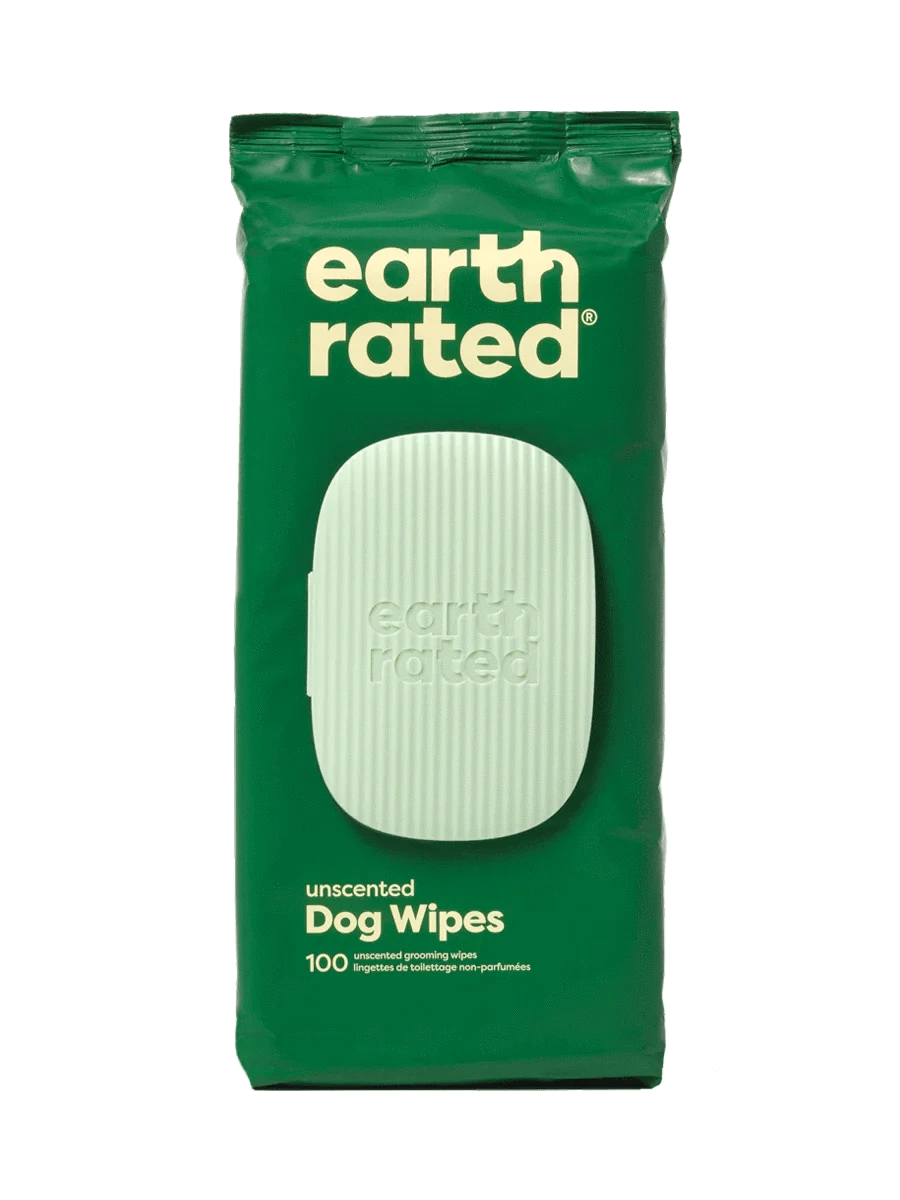 earth rated Plant-Based Dog Grooming Wipes - 100 Wipes - The Pet Source