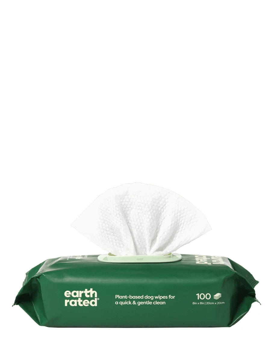 earth rated Plant-Based Dog Grooming Wipes - 100 Wipes - The Pet Source