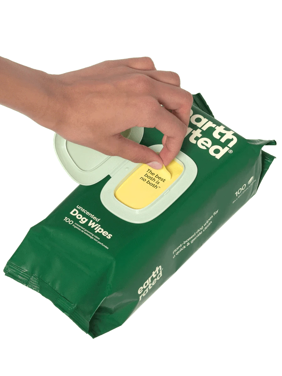 earth rated Plant-Based Dog Grooming Wipes - 100 Wipes - The Pet Source