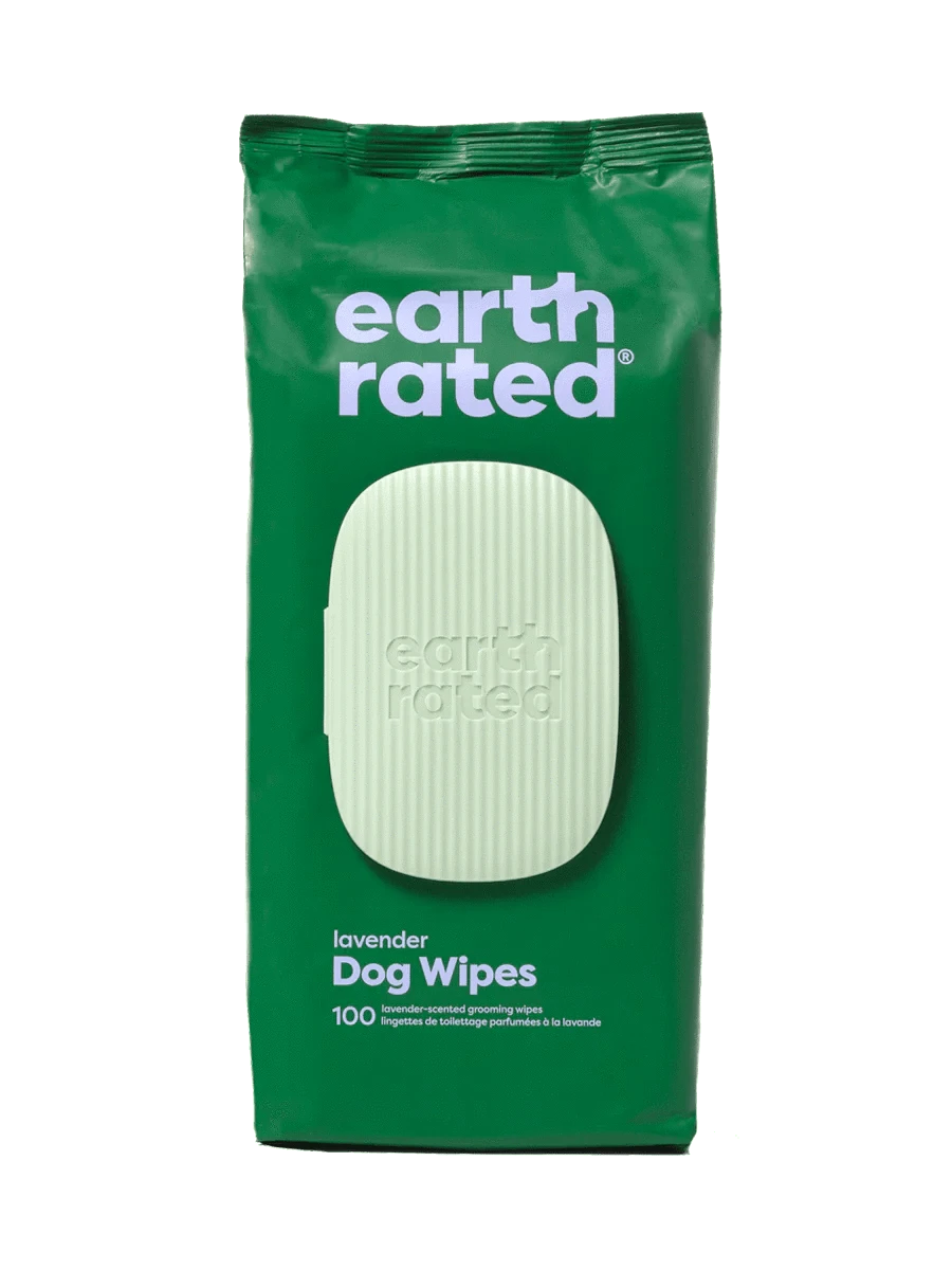 earth rated Plant-Based Dog Grooming Wipes Lavender - 100 Wipes - The Pet Source