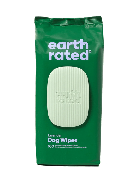 earth rated Plant-Based Dog Grooming Wipes Lavender - 100 Wipes - The Pet Source