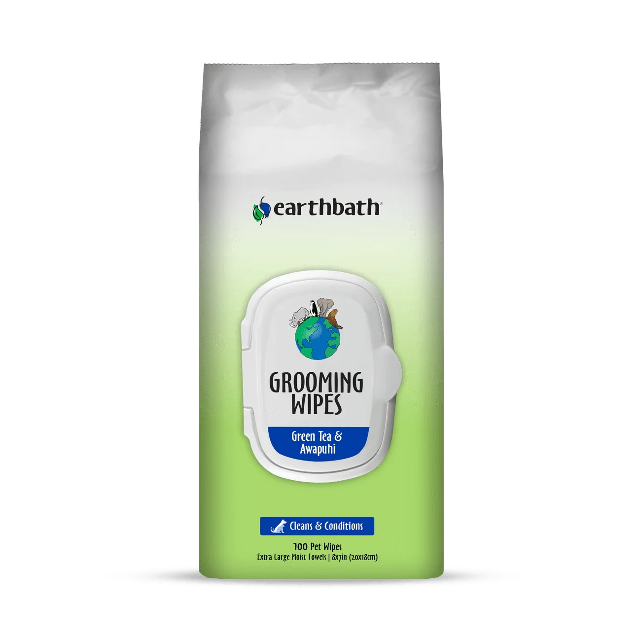 earthbath Grooming Wipes - Green Tea & Awapuhi - 100 Wipes - The Pet Source