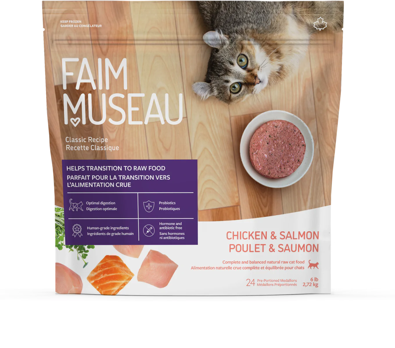 Faim Museau Chicken & Salmon Raw Frozen Cat Food - 6lb