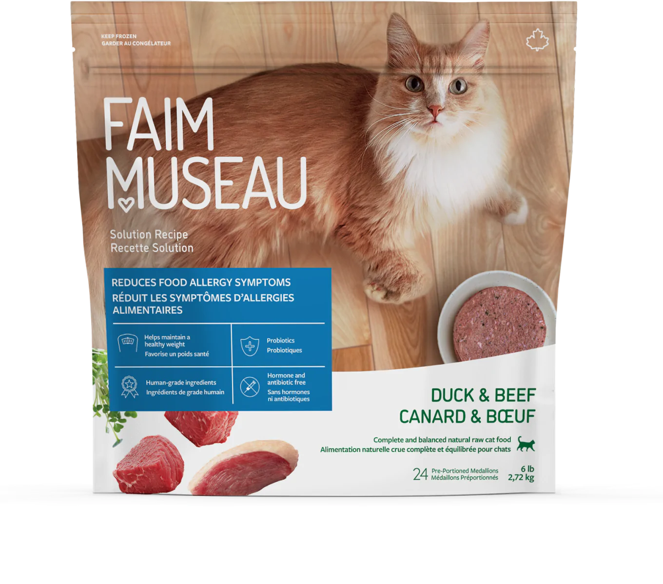 Faim Museau Duck & Beef Raw Frozen Cat Food - 6lb