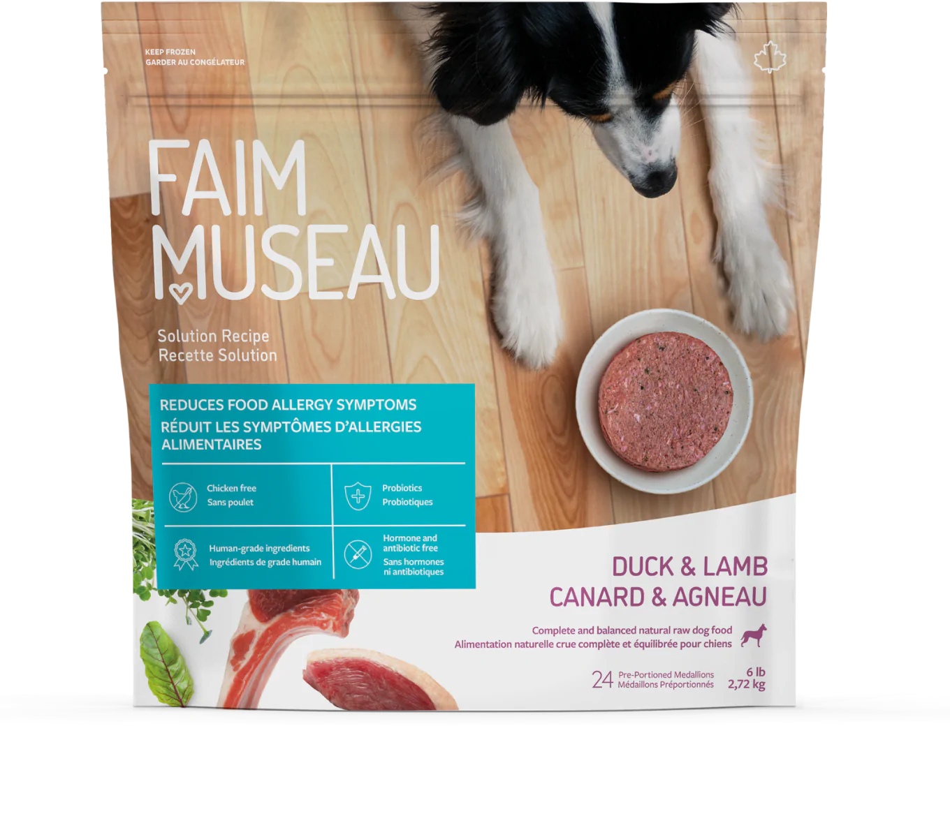 Faim Museau Duck & Lamb Raw Frozen Dog Food - 6lb